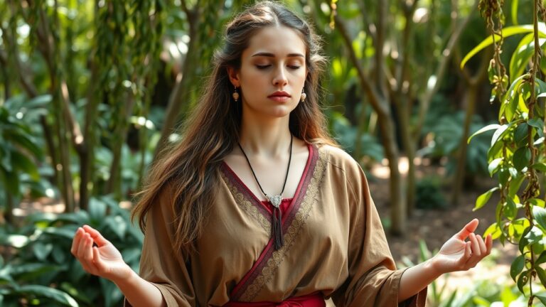 a woman meditating an practicing breathwork